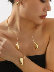 4 Pcs Geometric Necklaces Accessories + Drop Earrings + Bracelet Accessories