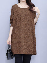 Solid Color A-line Long Sleeves Round-neck T-Shirts Tops