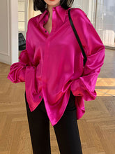Solid Color Long Sleeves Loose Lapel Shirts Tops