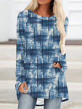 Printed High-low Long Sleeves Round-neck T-Shirts Tops