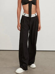 Leisure High Waisted Wide Leg Pleated Pants