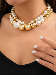 Beaded Contrast Color Dainty Necklace Accessories Two Pieces