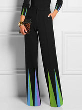 Pockets Printed Split-Joint Loose Trousers Pants