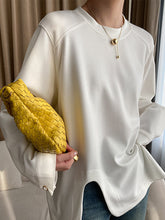 Cropped Loose Split-Side Solid Color Round-Neck T-Shirts Tops