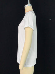 Solid Color Short Sleeves Round-neck T-Shirts Tops