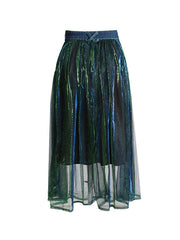 Contrast Color Split-Joint A-Line Skirts Bottoms
