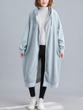 Casual Loose Long Sleeves Solid Color Hooded Outerwear
