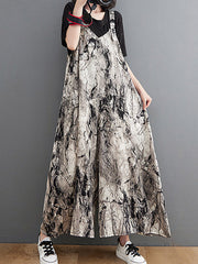 Vintage Printed Loose Wide Leg Overalls