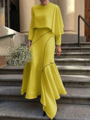 Asymmetric Printed Split-Joint High-Low Loose Skirts Bottoms