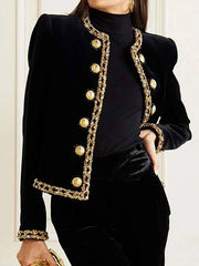 Long Sleeves Buttoned Round-Neck Jackets