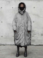 Super Loose Quilted Split-side With-hat Outwear Outerwear Long Coat