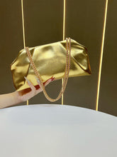 Chains Pleated Solid Color Zipper Shoulder Bags Evening Bags & Clutches