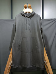 Urban Loose Drawstring Split-Side Solid Color Hoodies Top