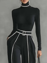 Long Sleeves Skinny Solid Color High Neck T-Shirts Tops