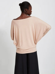 Casual Solid Color Batwing Sleeves Long Sleeves T-Shirt Top