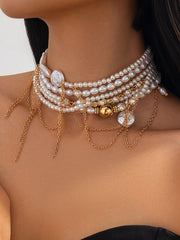 Geometric Layered Tasseled Necklaces Accessories