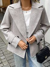 Buttoned Double-Breasted Solid Color Long Sleeves Loose Lapel Outerwear Blazer