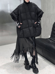 Solid Color Split-Joint Batwing Sleeves Loose Round-Neck Padded Coat