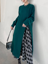 Solid Color Split-side Long Sleeves Loose Round-neck Sweater Tops