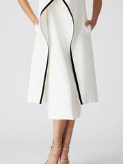 Solid Color Sleeveless Midi Dresses&Outwears Two Pieces Set