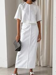 Solid Color Column Skirts Bottoms