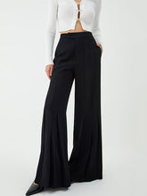 Pleated Solid Color High Waisted Loose Suit Pants