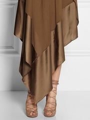 Loose Asymmetric Split-Joint One-Shoulder Maxi Dresses