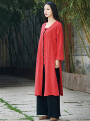 Blue&Red Frog Ramie Cotton Linen Outwear Cardigan