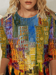 Printed Loose Plus Size Round-Neck T-Shirts Tops