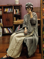 Loose Vintage Washable Plaid Split-Side Dress