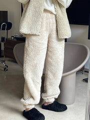 Casual Loose Velvet Thickened Keep Warm Solid Color Pants