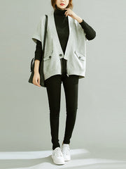 Zipper Batwing Sleeves Half Sleeves V-Neck Vest Top