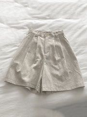 Elasticity Pleated Solid Color Loose Wide Leg Shorts