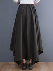 Cropped A-Line Drawstring Solid Color Pants Culotte