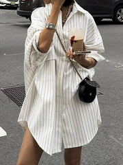 Buttoned Striped Long Sleeves Loose Lapel Blouses&Shirts Tops