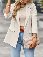 Solid Color Split-Joint Long Sleeves Loose Lapel Outerwear Blazer
