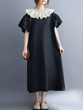 Original Vintage Falbala Contrast Color Midi Dress