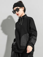 Urban Punk Stand Collar Split-Joint Zipper Sweatshirt