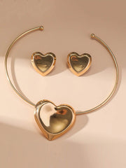 Heart Shape Solid Color Earrings Accessories + Necklaces Accessories Three Pieces