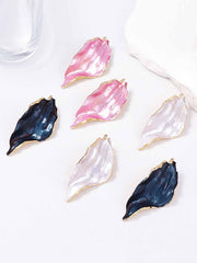 Leaves Print Pleated Irregularity Earrings Accessories