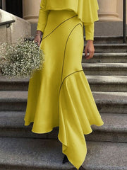 Asymmetric Printed Split-Joint High-Low Loose Skirts Bottoms