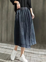 Asymmetric Elasticity Split-Joint Loose Skirts