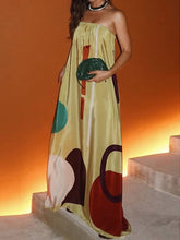 Loose Sleeveless Elasticity Printed Split-Joint Tube Evening Dresses Maxi Dresses