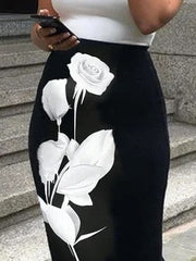 Flower Print Skinny Wrap Skirts Bottoms