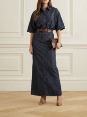 Half Sleeves Loose Buttoned Lapel Blouses&Shirts Tops