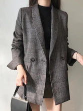 Buttoned Pockets Split-Joint Long Sleeves Loose Notched Collar Outerwear Blazer