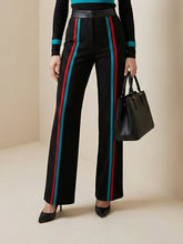 Contrast Color Striped High Waisted Trousers Pants