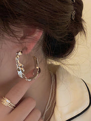 Hood Pleated Solid Color Irregularity Earrings Accessories