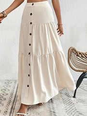 Buttoned Pleated Split-Joint Loose Skirts Bottoms