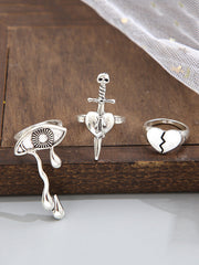 3 pieces Eye Shape Heart Shape Rings Accessories